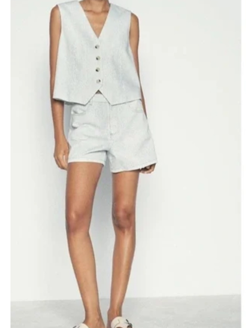 Zara Cotton Striped V Neck Vest Size Medium